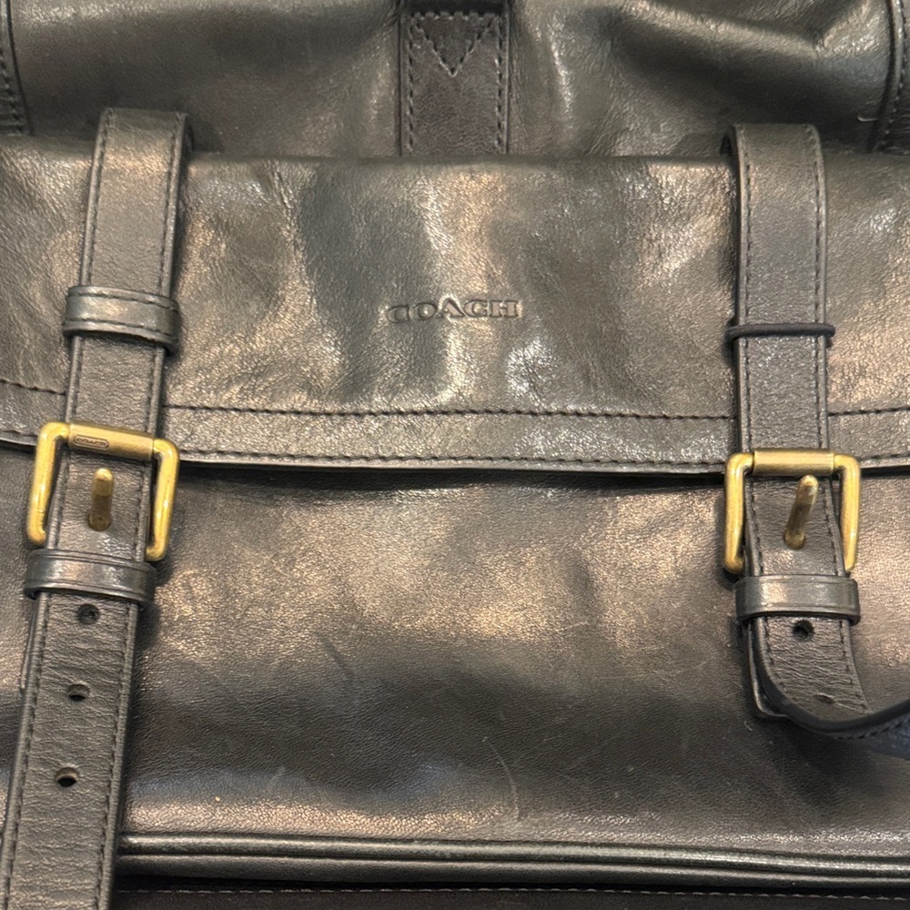 Coach Black Leather Men's Backpack - Picture 2 of 6